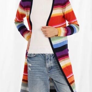 Minnie Rose Multicolor Striped Cardigan Duster size xs